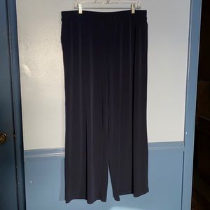 Susan Graver Wide Leg Liquid Knit Pants Navy